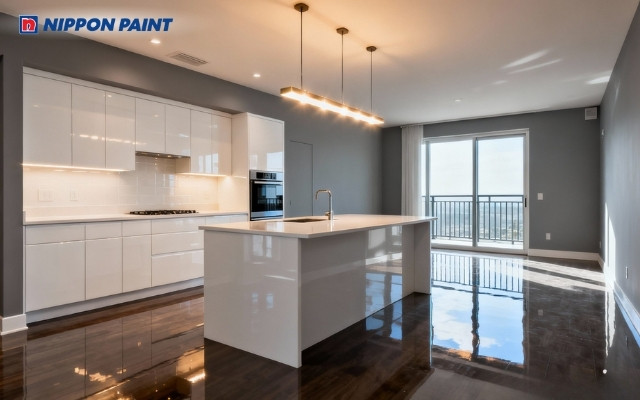 Bếp màu xám bạc hiện đại, sạch sẽ, dễ vệ sinh cho gia chủ 1992