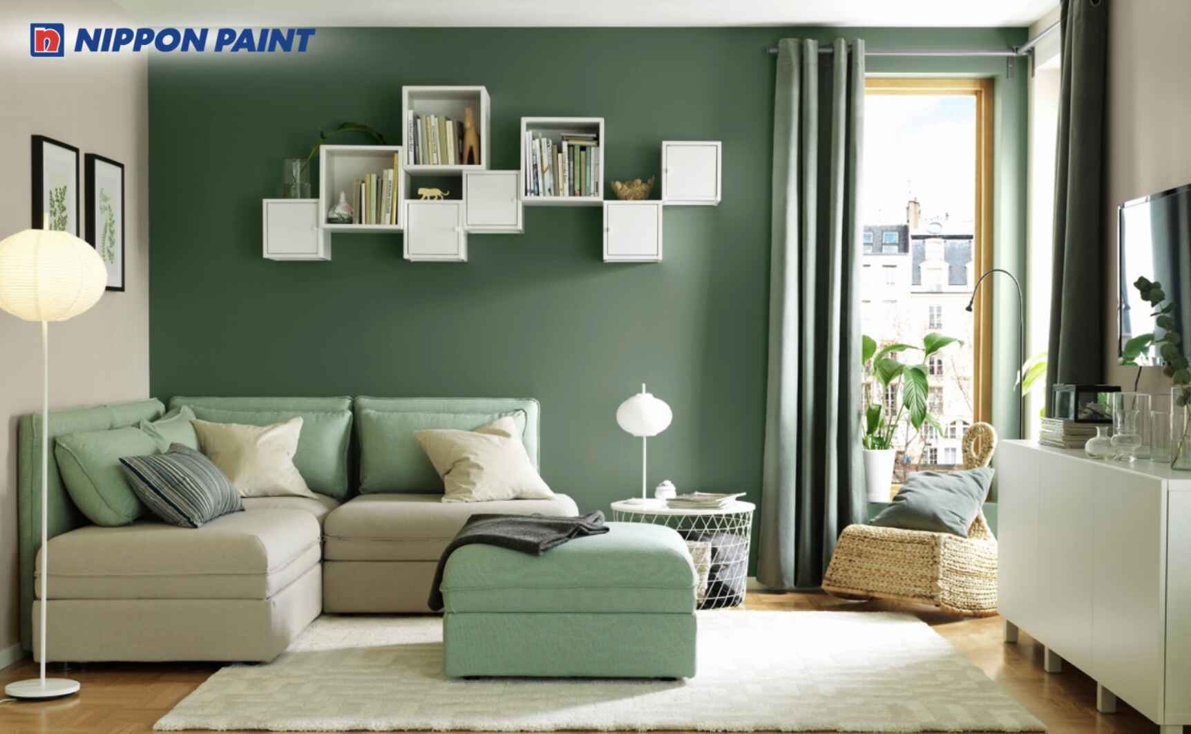 Phối nền xanh bạc hà cùng xanh nhạt tạo cảm giác thoáng và cân bằng năng lượng