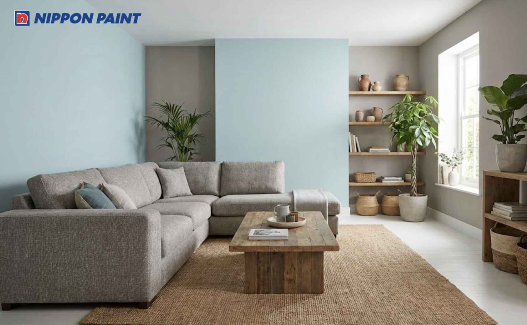 Phối xanh biển nhạt cùng xám tạo cảm giác cân bằng và dịu mát cho mệnh Thủy