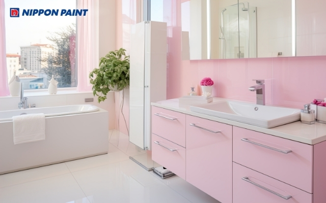 Sử dụng gam màu hồng pastel giúp không gian trở nên hài hòa và dễ chịu hơn