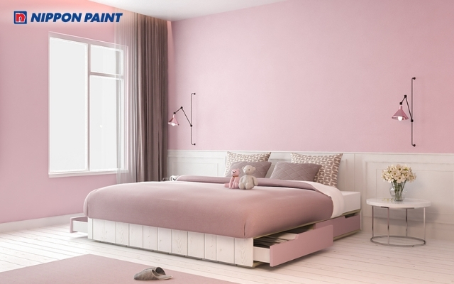 Màu sắc giữa hồng và trắng hài hòa giúp phòng ngủ trở nên ấm áp và dễ chịu hơn