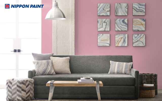 Phối hồng pastel mang lại không gian phòng khách ấm cúng và dễ chịu