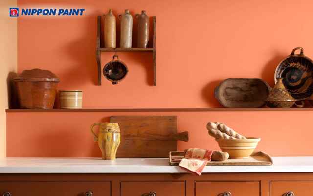 Cam ấm nhạt giúp không gian bếp luôn ấm cúng và tăng cảm giác ngon miệng