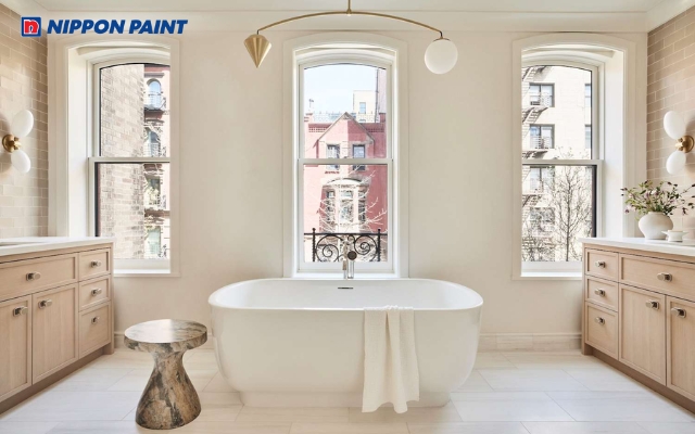 Trắng sữa dịu nhẹ, giúp phòng vệ sinh sáng và thư giãn hơn