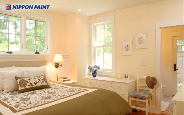 Vàng kem dịu, giúp phòng ngủ trở nên mềm mại và dễ chịu