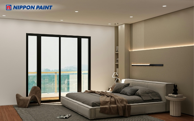 Xám nhạt ánh ấm, tạo không gian ngủ hiện đại và thư thái