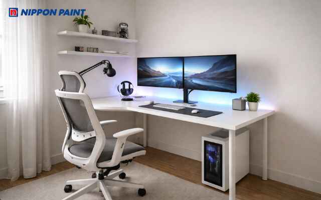 Trang trí màu trắng ở phòng làm việc giúp sáng não, tập trung cao, hút cơ hội