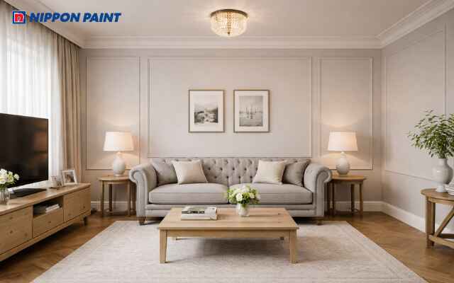 Màu ghi kem giúp cân bằng cảm xúc, không gian tinh tế đón may mắn cho nhà an yên