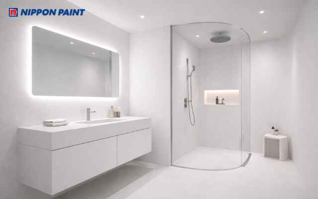 Màu trắng giúp phòng vệ sinh sạch thoáng, mở vượng khí, dễ thư giãn