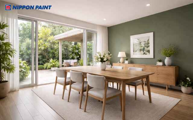 Xanh rêu phối be tạo cảm giác ăn ngon miệng, giữ hòa khí