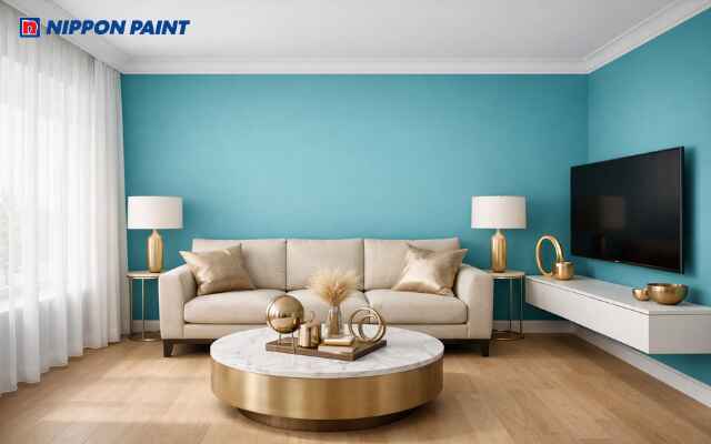 Xanh ngọc phối màu be và vàng giúp gia chủ cân bằng cảm xúc, vượng khí