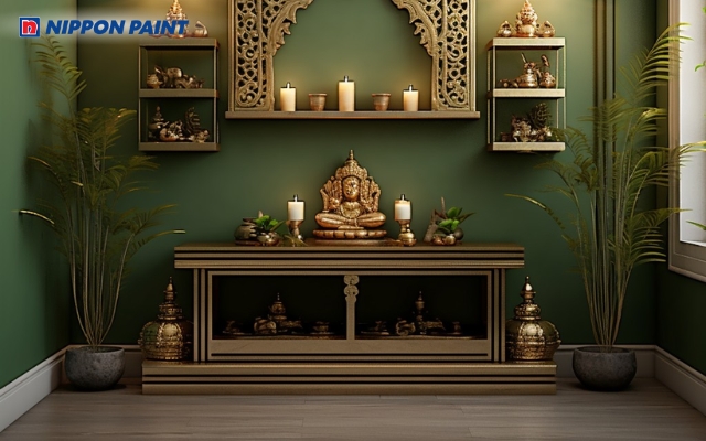 Sắc xanh lá đậm tạo cảm giác gần gũi với thiên nhiên và chuẩn phong thủy