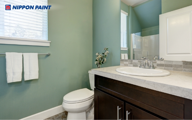 Phòng WC xanh lá giúp duy trì năng lượng hài hòa cho cả ngôi nhà