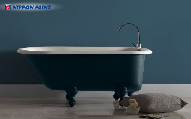 Màu xanh biển sâu tạo điểm nhấn sang trọng và đẳng cấp như các resort cao cấp