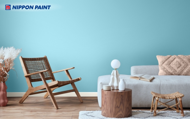 Xanh dương pastel thanh lịch tạo cảm giác thư thái, rộng mở cho cả căn nhà