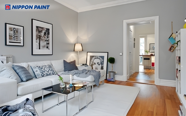 Phối màu xám nhạt, vừa chuẩn phong thủy hành Kim vừa kết hợp với nhiều nội thất