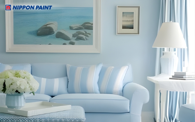 Gam màu xanh dương nhạt tạo cảm giác mát mẻ, thư thái và hòa hợp