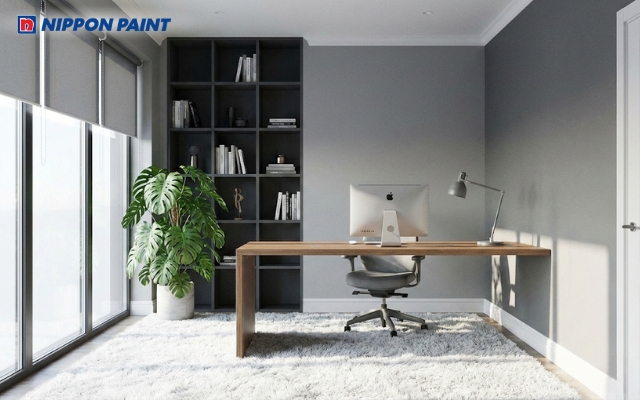 Tone màu xám ghi và trắng tạo không gian làm việc chuyên nghiệp