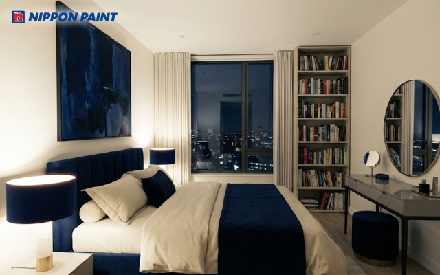 Trắng ngà - xanh navy tạo cảm giác an toàn, vững chãi