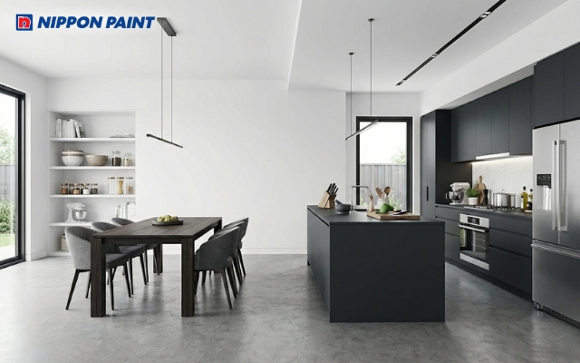 Màu trắng và ghi tạo cảm giác rộng rãi, vệ sinh