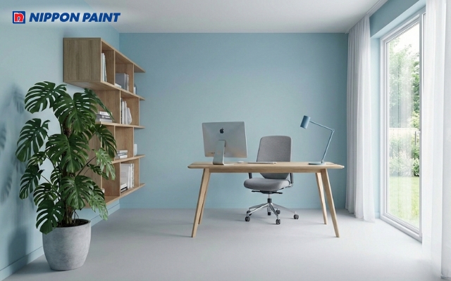 Sự kết hợp giữa xanh dương pastel - ghi nhạt giúp dòng chảy ý tưởng luôn dồi dào