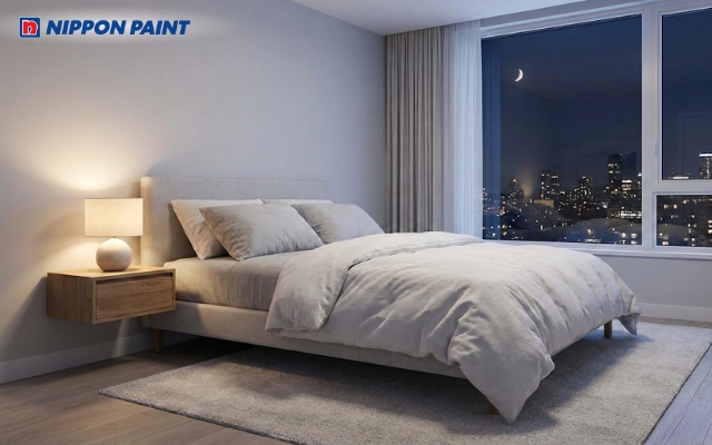 Màu xanh dương nhạt - trắng giúp dịu tâm trí cho gia chủ