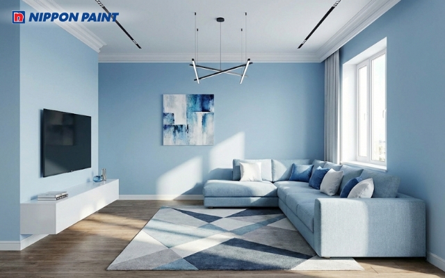 Sự kết hợp giữa xanh dương nhạt và trắng mang lại sự thư thái