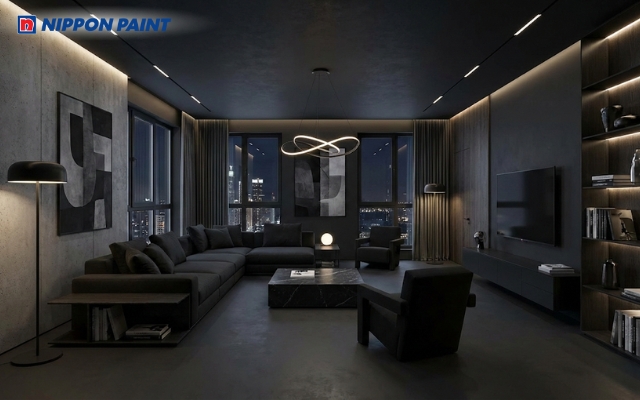 Sự kết hợp giữa ghi sáng và đen giúp tạo chiều sâu cho không gian