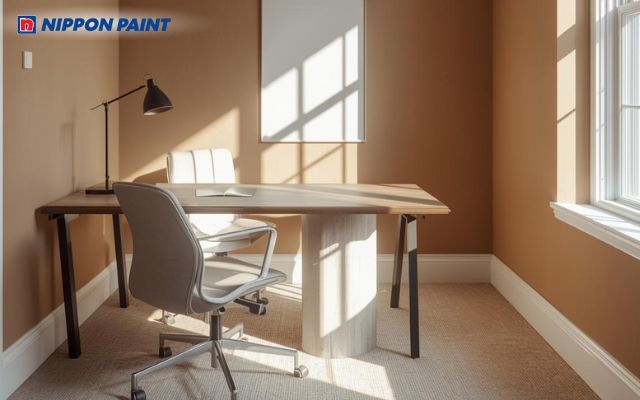 Nâu sáng kết hợp với trắng kem mang đến một không gian trầm lắng, hài hoà