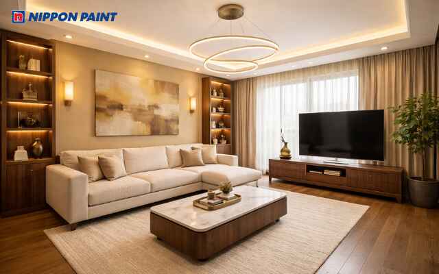 Màu vàng sậm đồng nhất với nội thất gỗ tạo nên sự đẳng cấp