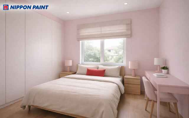 Màu hồng nhạt làm tông chủ đạo giúp gia chủ tuổi Tý yên tâm ngon giấc