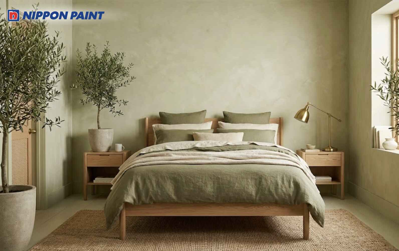 Xanh olive nhạt kết hợp be mang lại hài hòa cho năng lượng Mộc