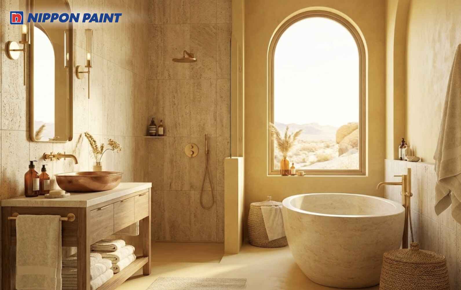 Gam be pha vàng ấm hỗ trợ kích hoạt năng lượng Hỏa, tạo cảm giác dễ chịu