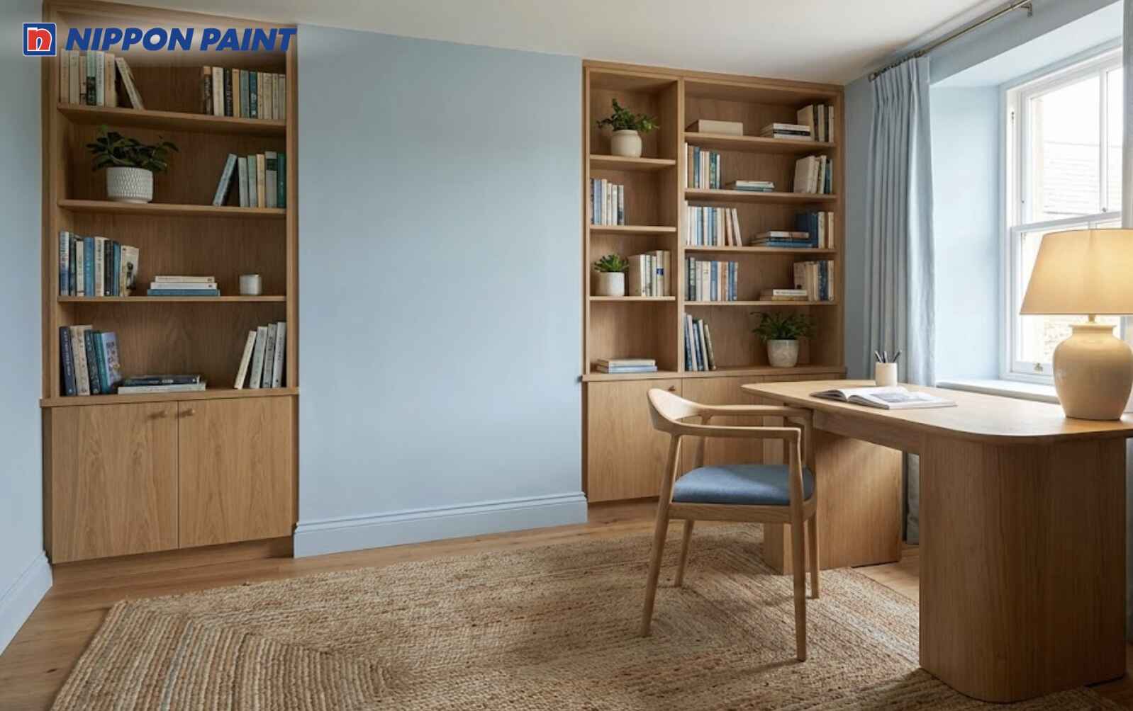 Người sinh năm 2011 nên chọn xanh dương pastel phối màu gỗ để đầu óc thư thái