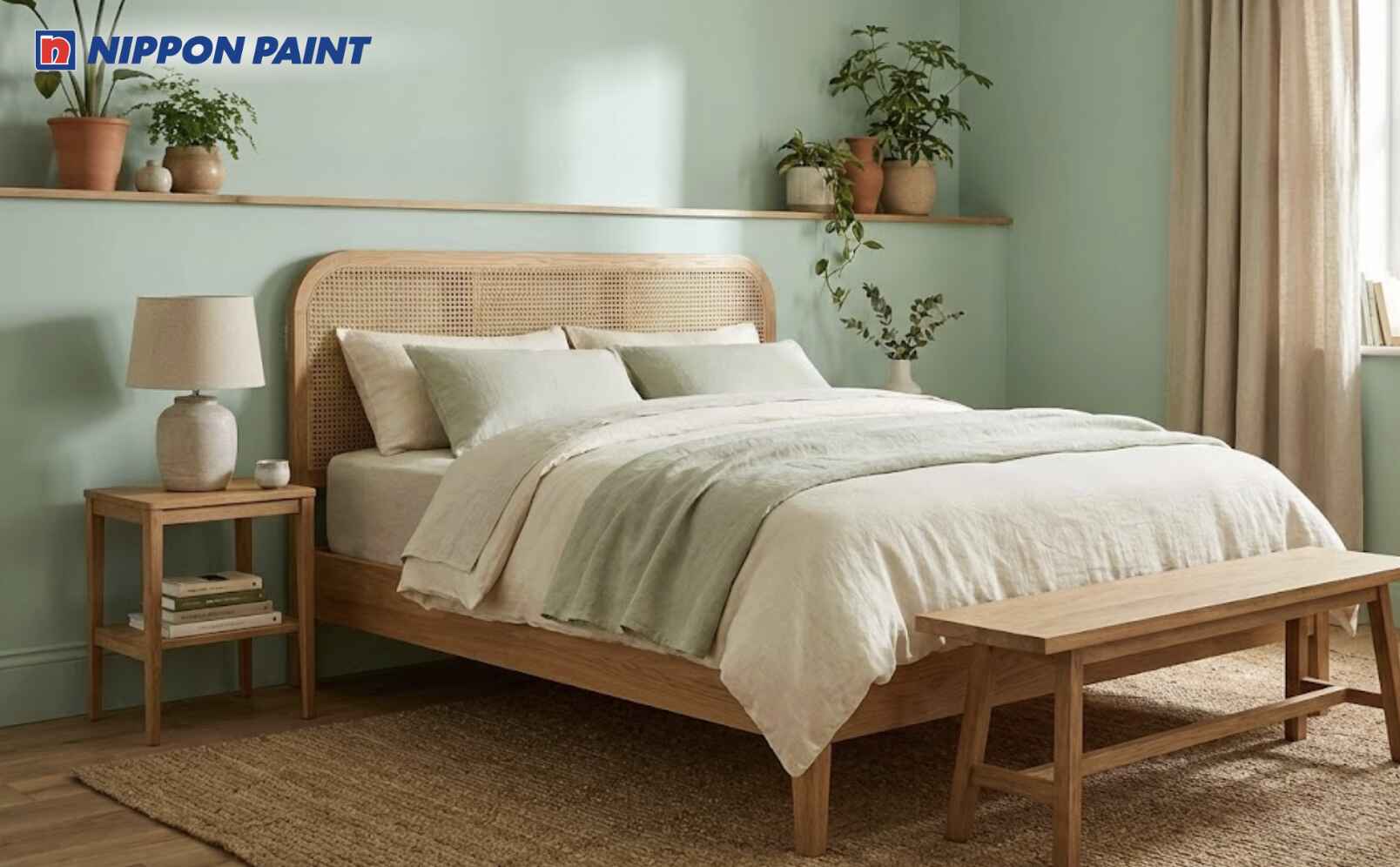 Xanh lá pastel giúp phòng ngủ dịu mắt, thư giãn tinh thần sau ngày dài