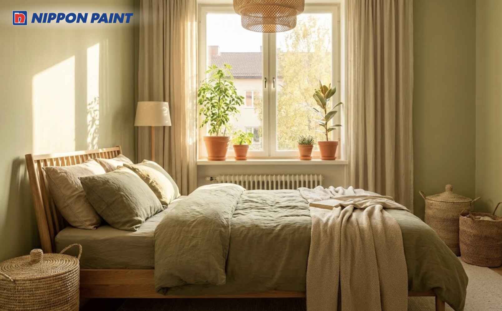 Xanh olive nhạt tạo cảm giác an yên, hỗ trợ giấc ngủ sâu và ổn định