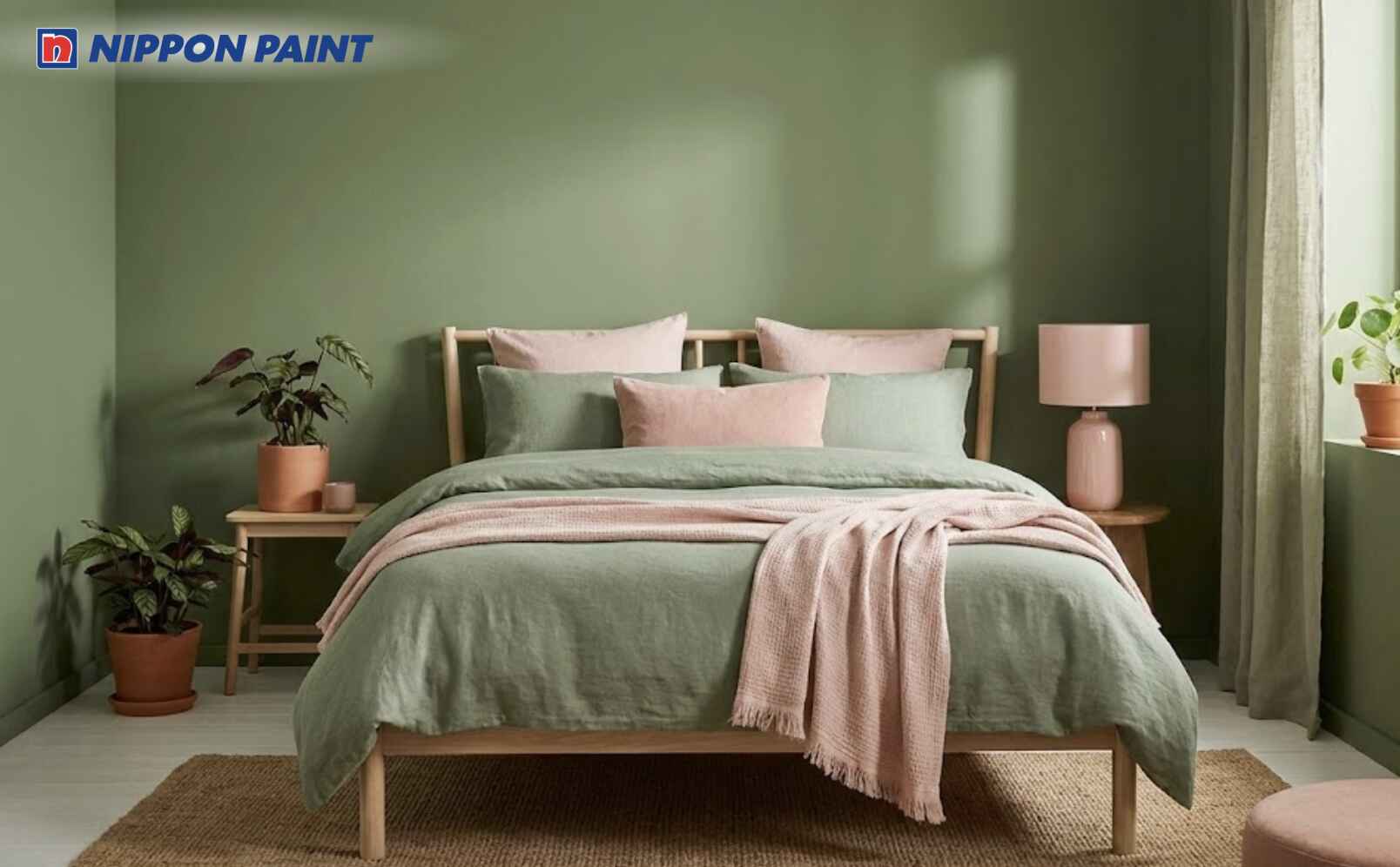 Tông xanh lá điểm xuyến nhẹ màu hồng pastel giúp người tuổi Mão dễ đi vào giấc ngủ