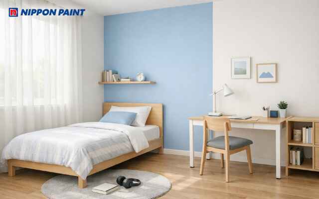 Màu xanh dương phối trắng tạo sự thoáng đãng, giúp tập trung học tập hiệu quả