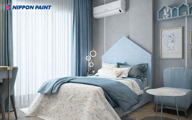 Phòng ngủ trẻ em thiết kế tối giản, màu sơn dịu tạo cảm giác yên bình