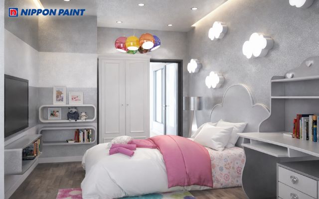 Gam xám lạnh tinh tế giúp phòng ngủ của bé sinh năm 2013 luôn thoáng đãng và dễ chịu