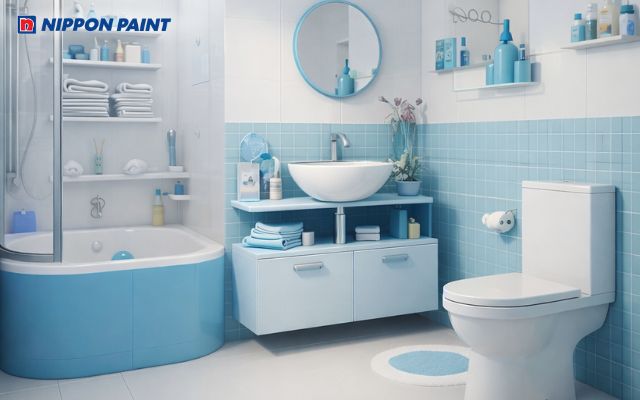 Phòng tắm sử dụng màu sơn hợp tuổi 2013, tạo cảm giác an toàn khi sinh hoạt