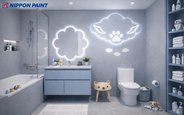 Màu sơn phòng tắm hài hòa giúp duy trì sinh khí ổn định theo phong thủy của người sinh 2013