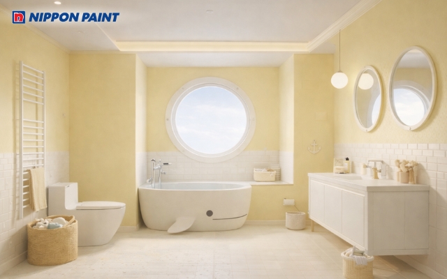 Gam màu sáng, dịu giúp ổn định năng lượng, giảm xung khí trong không gian phòng tắm