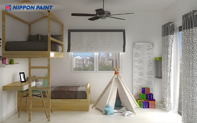 Một không gian học tập với tường trắng, kết hợp với bàn ghế màu nâu gỗ tự nhiên sẽ rất hợp mệnh