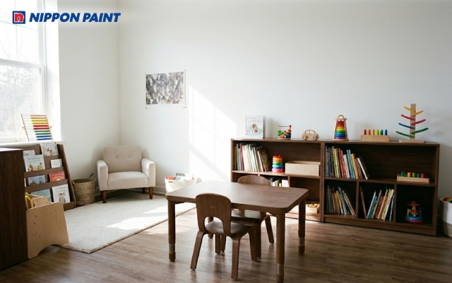 Năng lượng vững chãi của hành Thổ từ nội thất sẽ giúp bé học tập kiên trì, bền bỉ