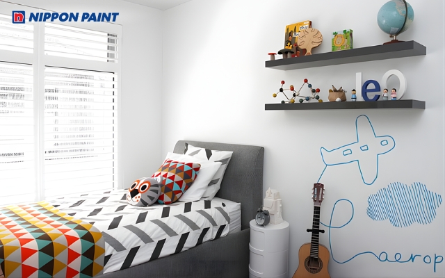 Tường trắng và nội thất xám nhạt mang lại cảm giác tinh tế