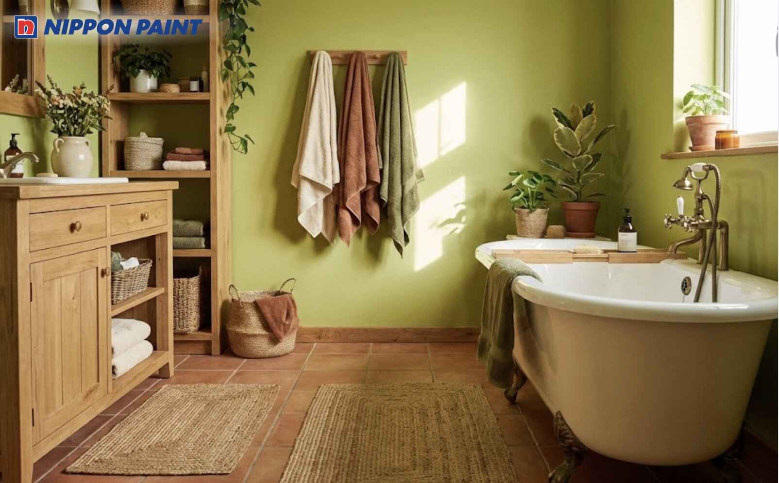 Phòng tắm sơn xanh mạ giúp điều hòa năng lượng cho Bính Thân 2016