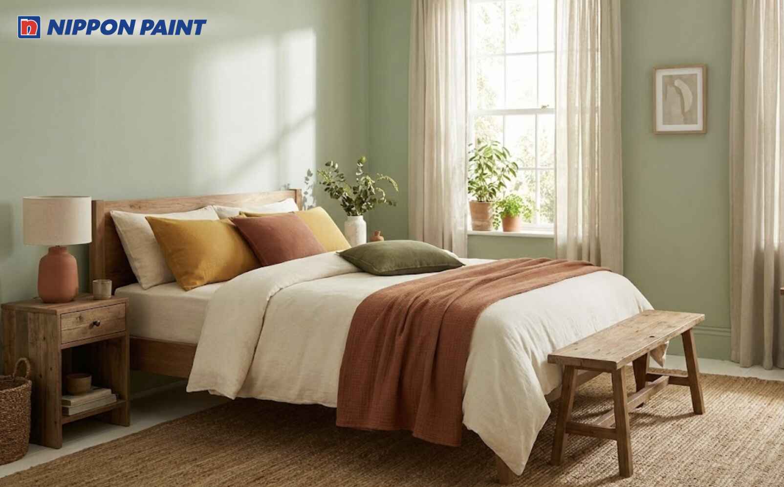 Xanh lá nhạt làm nền giúp nuôi dưỡng mệnh Hỏa và tạo không gian mềm mại