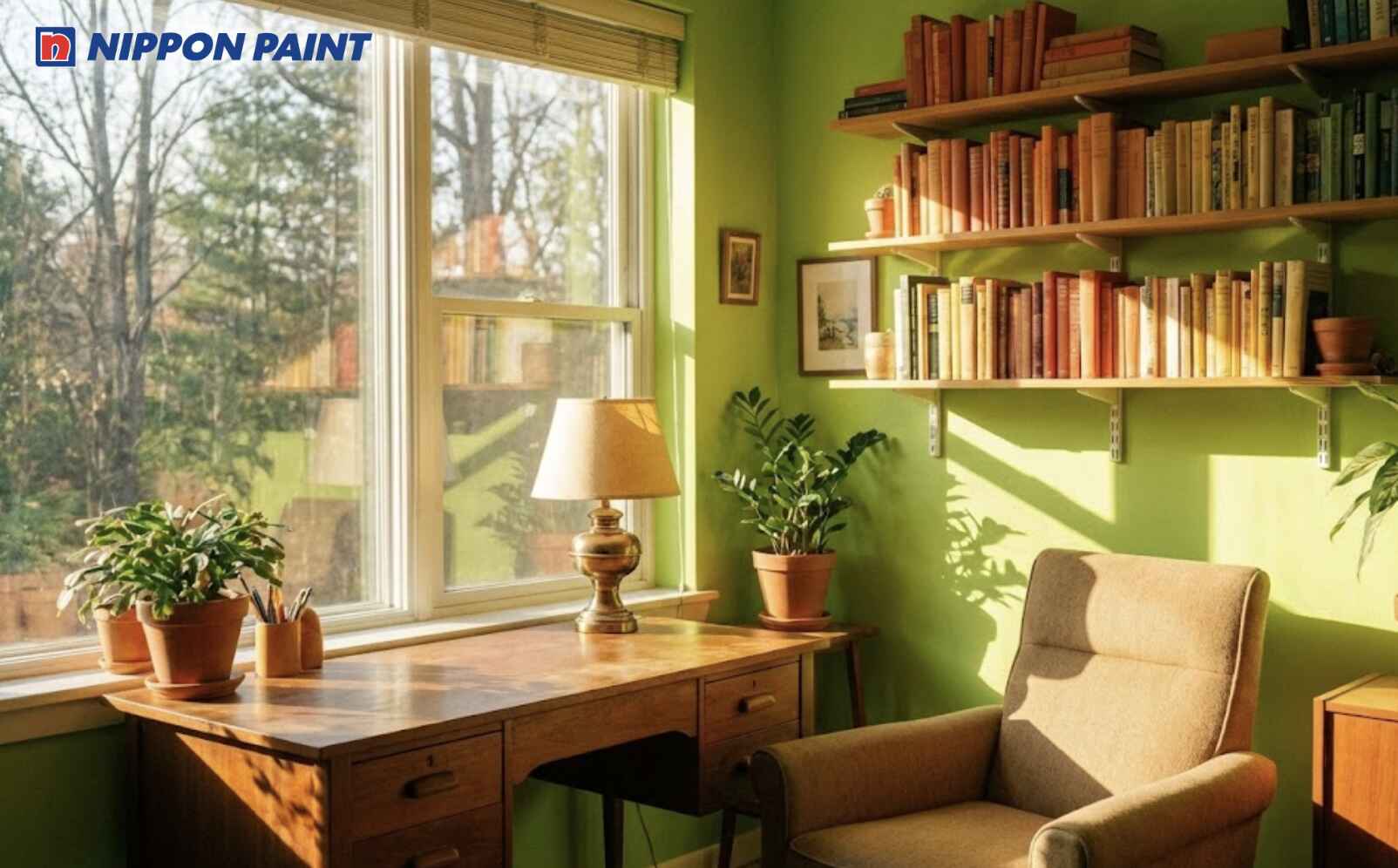 Phòng học sơn xanh lá mạ giúp làm dịu tâm trí và tăng khả năng tiếp thu kiến thức