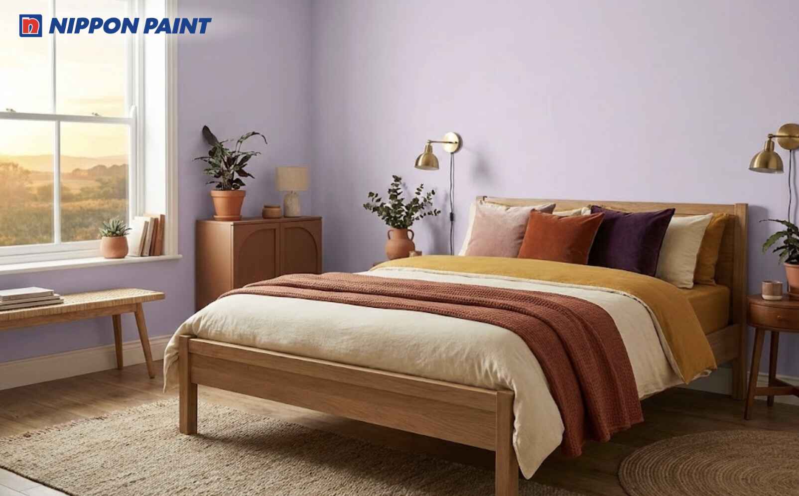 Tím nhạt giúp làm dịu năng lượng Hỏa, hỗ trợ tinh thần thư thái và giấc ngủ sâu